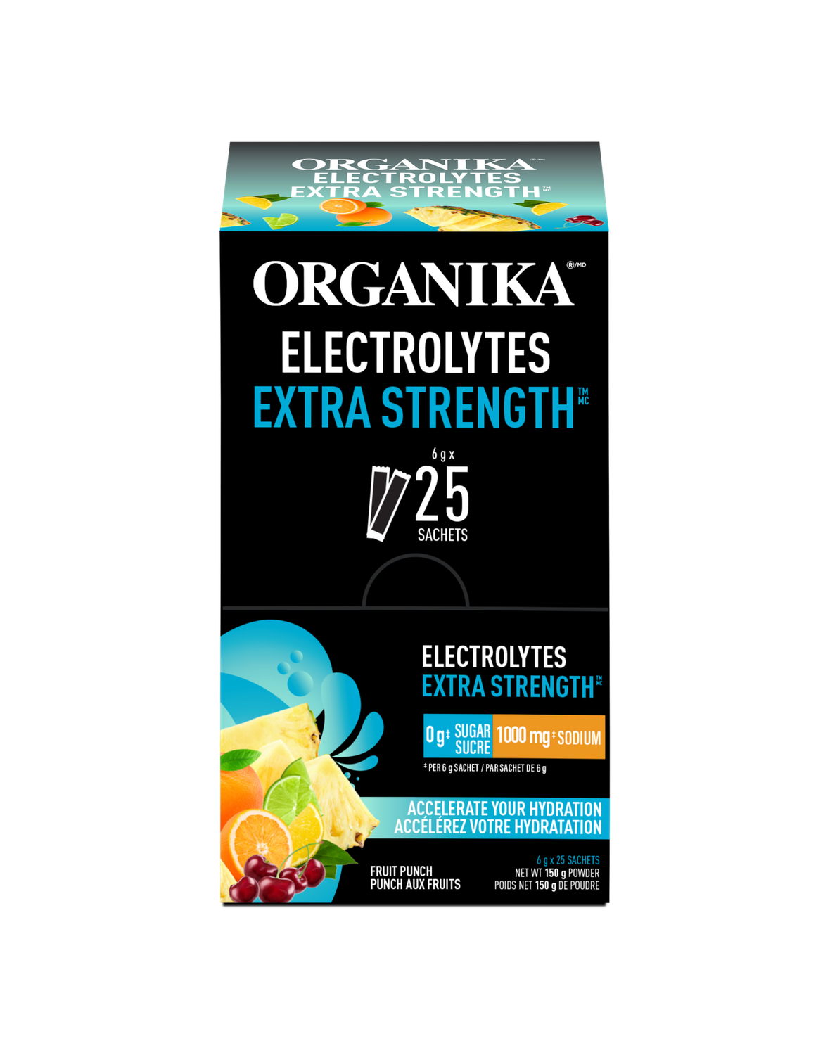 Organika Extra Strength Electrolytes Stick Pack (Box of 25 Sachets) - Fruit Punch