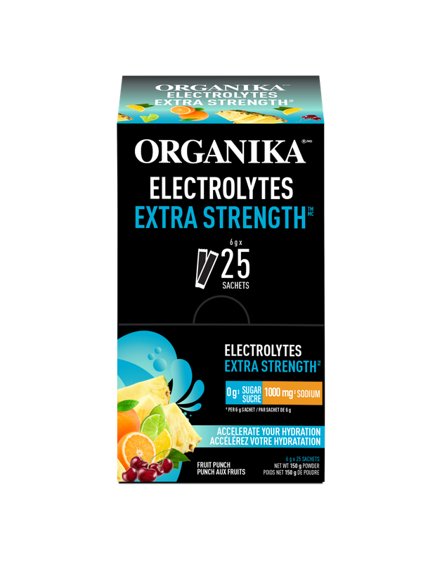 Organika Extra Strength Electrolytes Stick Pack (Box of 25 Sachets) - Fruit Punch