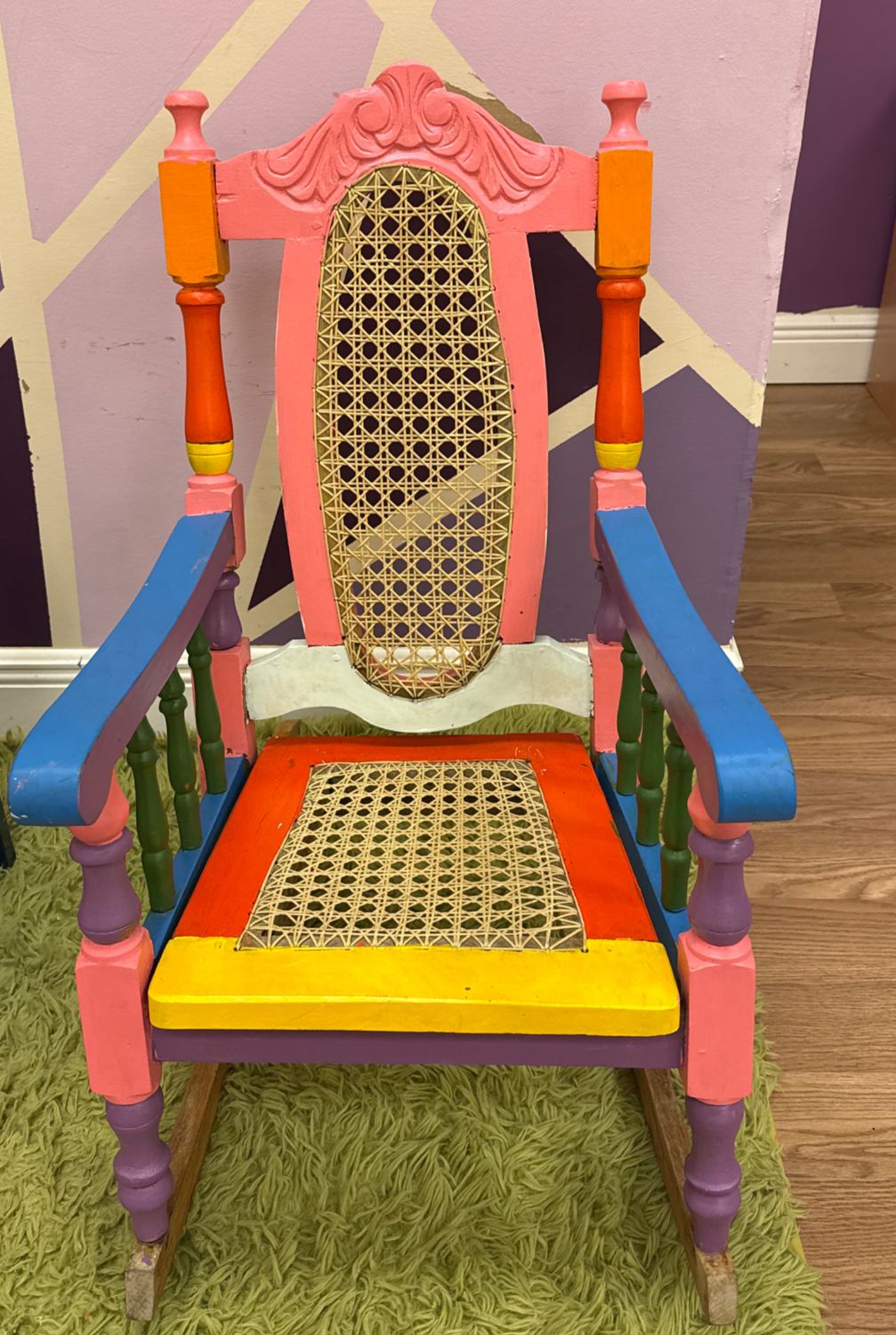 Hand Painted Wooden Rocking Chair