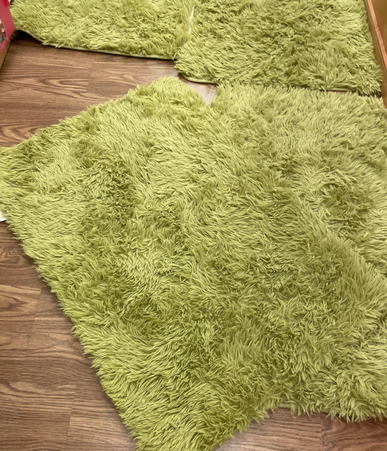 small green shag rug