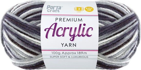 Acryl Yarn 100g 189m 8ply Multi 27 Charcoal