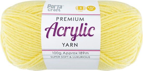 Acryl Yarn 100g 189m 8ply Solid 16 Lemon
