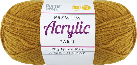 Acryl Yarn 100g 189m 8ply Solid 20 Mustard