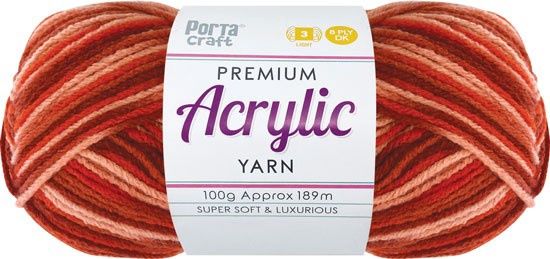 Acryl Yarn 100g 189m 8ply Multi 35 Fire
