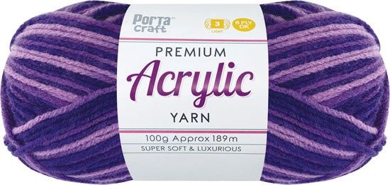 Acryl Yarn 100g 189m 8ply Multi 23 Purple Popper