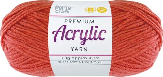 Acryl Yarn 100g 189m 8ply Solid 22 Salmon