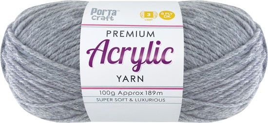 Acryl Yarn 100g 189m 8ply Solid 12 Silver Grey
