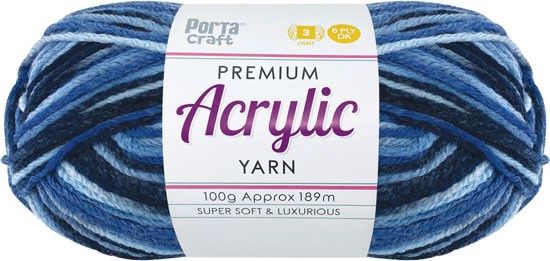 Acryl Yarn 100g 189m 8ply Multi 32 Sapphire