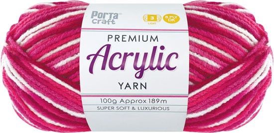 Acryl Yarn 100g 189m 8ply Multi 34 Rose