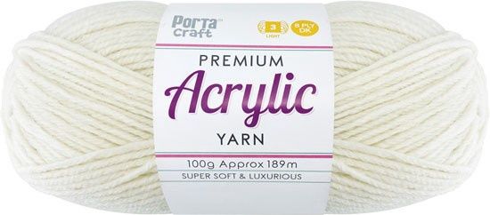 Acryl Yarn 100g 189m 8ply Solid 14 Cream