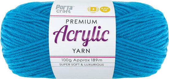 Acryl Yarn 100g 189m 8ply Solid 49 Hot Blue