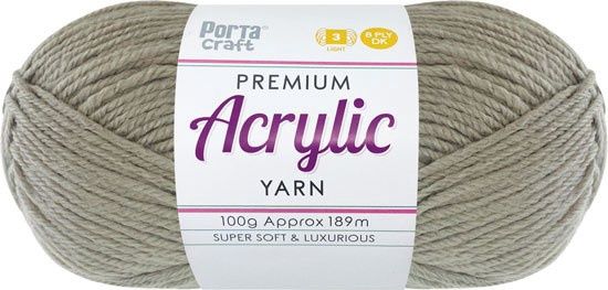 Acryl Yarn 100g 189m 8ply Solid 63 Taupe
