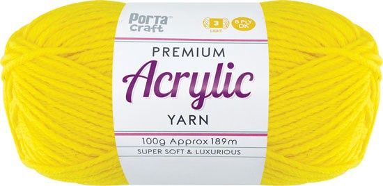 Acryl Yarn 100g 189m 8ply Solid 17 Sunshine