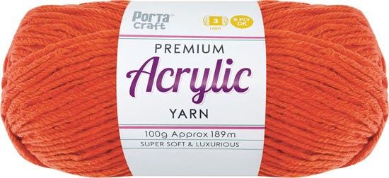 Acryl Yarn 100g 189m 8ply Solid 21 Pumpkin