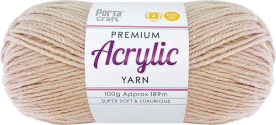 Acryl Yarn 100g 189m 8ply Solid 02 Hazelnut