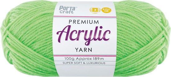 Acryl Yarn 100g 189m 8ply Solid 61 Brite Green