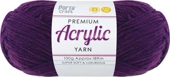 Acryl Yarn 100g 189m 8ply Solid 41 Purple
