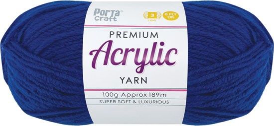 Acryl Yarn 100g 189m 8ply Solid 47 Royal Blue