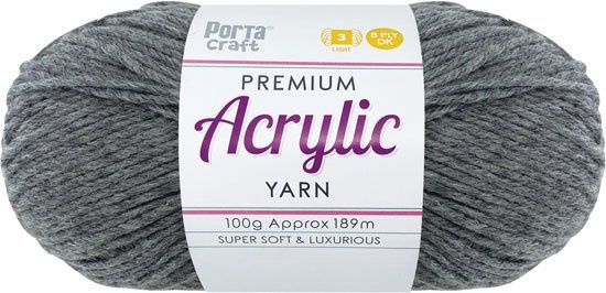 Acryl Yarn 100g 189m 8ply Solid 11 Dove Grey