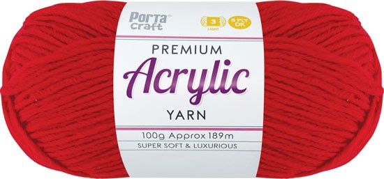 Acryl Yarn 100g 189m 8ply Solid 26 Lipstick
