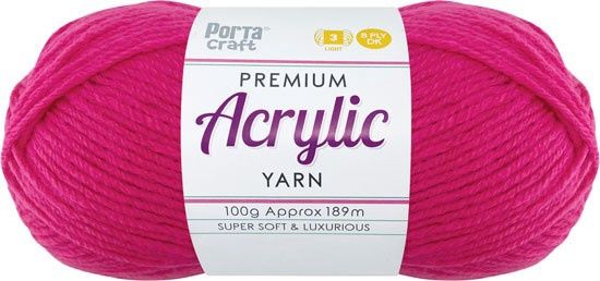 Acryl Yarn 100g 189m 8ply Solid 31 Hot Pink