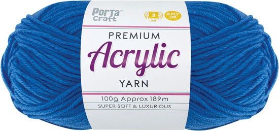 Acryl Yarn 100g 189m 8ply Solid 48 True Blue
