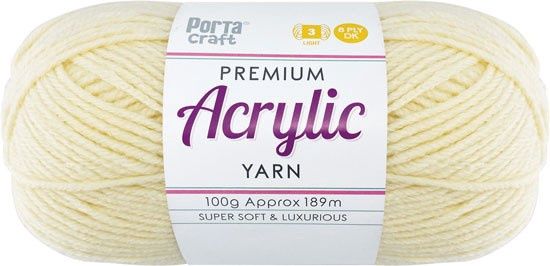 Acryl Yarn 100g 189m 8ply Solid 15 Vanilla