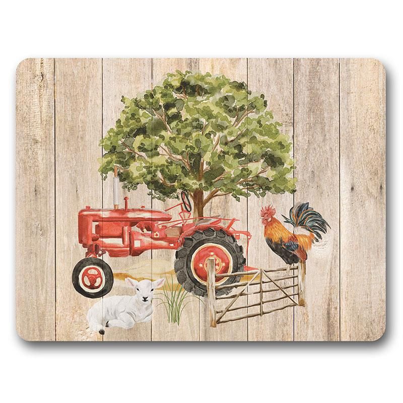 Set 6 29x22cm Cork Placemat w/Farmyard