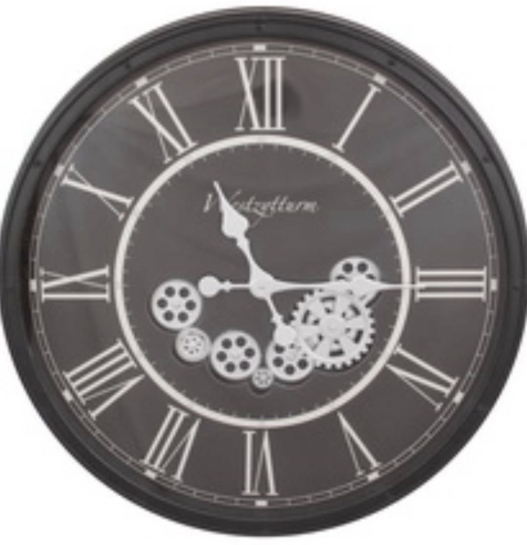 73cm Black Clock with Moving Cogs