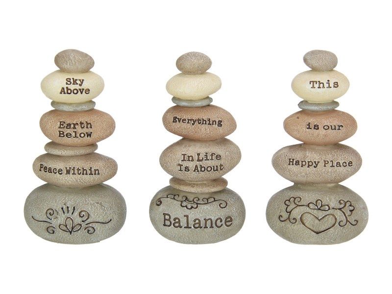 14CM INSPIRATIONAL CAIRN ROCKS 3 ASSTD