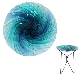 Aqua Glass Bird Bath