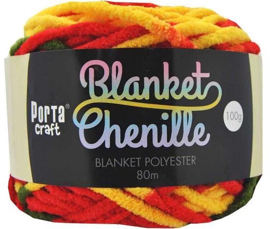 Chenille Blanket Yarn 100g 80m Multi Citrus