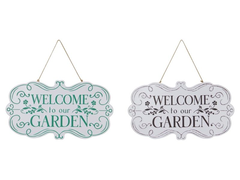 39CM METAL WELCOME TO OUR GARDEN SIGN 2A