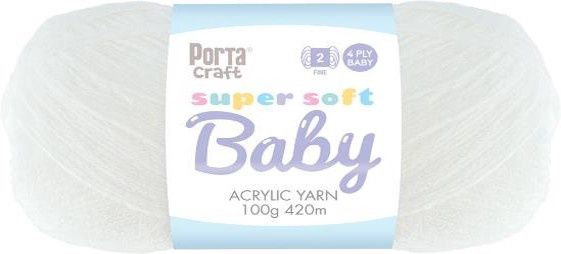 Super Soft Baby Acryl Yarn 420m 4ply 02 White