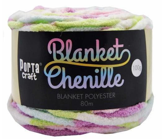 Chenille Blanket Yarn 100g 80m Multi Pastel Rainbow