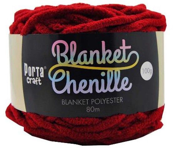 Chenille Blanket Yarn 100g 80m Solid 20 Crimson