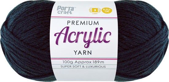 Acryl Yarn 100g 189m 8ply Solid 10 Jet Black