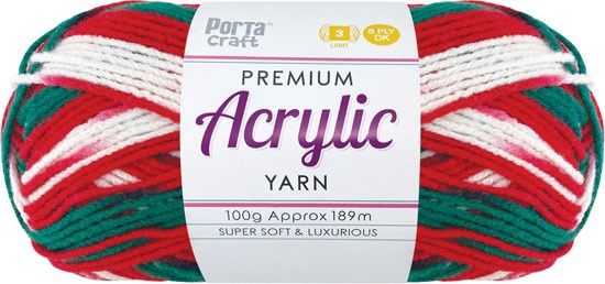 Acryl Yarn 100g 189m 8ply Multi 14 Xmas