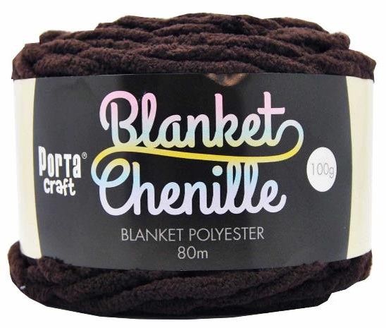 Chenille Blanket Yarn 100g 80m Solid 04 Chocolate
