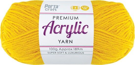 Acryl Yarn 100g 189m 8ply Solid 19 Canary Yellow