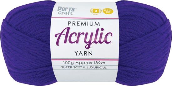 Acryl Yarn 100g 189m 8ply Solid 45 Purple Surprise