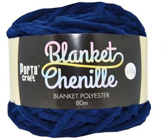 Chenille Blanket Yarn 100g 80m Solid 27 Dark Blue