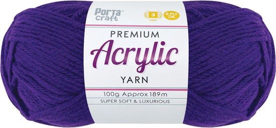 Acryl Yarn 100g 189m 8ply Solid 44 Violet