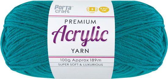 Acryl Yarn 100g 189m 8ply Solid 56 Teal