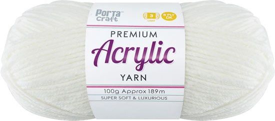 Acryl Yarn 100g 189m 8ply Solid 13 Day Dream White