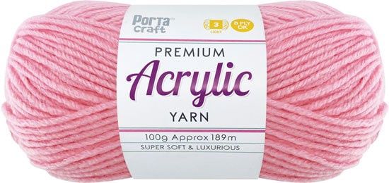 Acryl Yarn 100g 189m 8ply Solid 34 Baby Pink