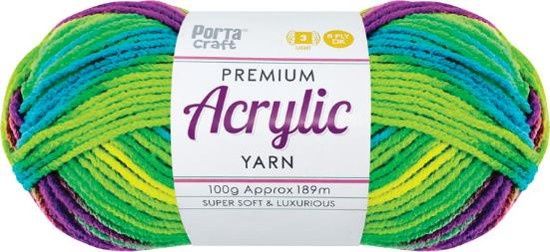 Acryl Yarn 100g 189m 8ply Multi 03 Rainbow Green