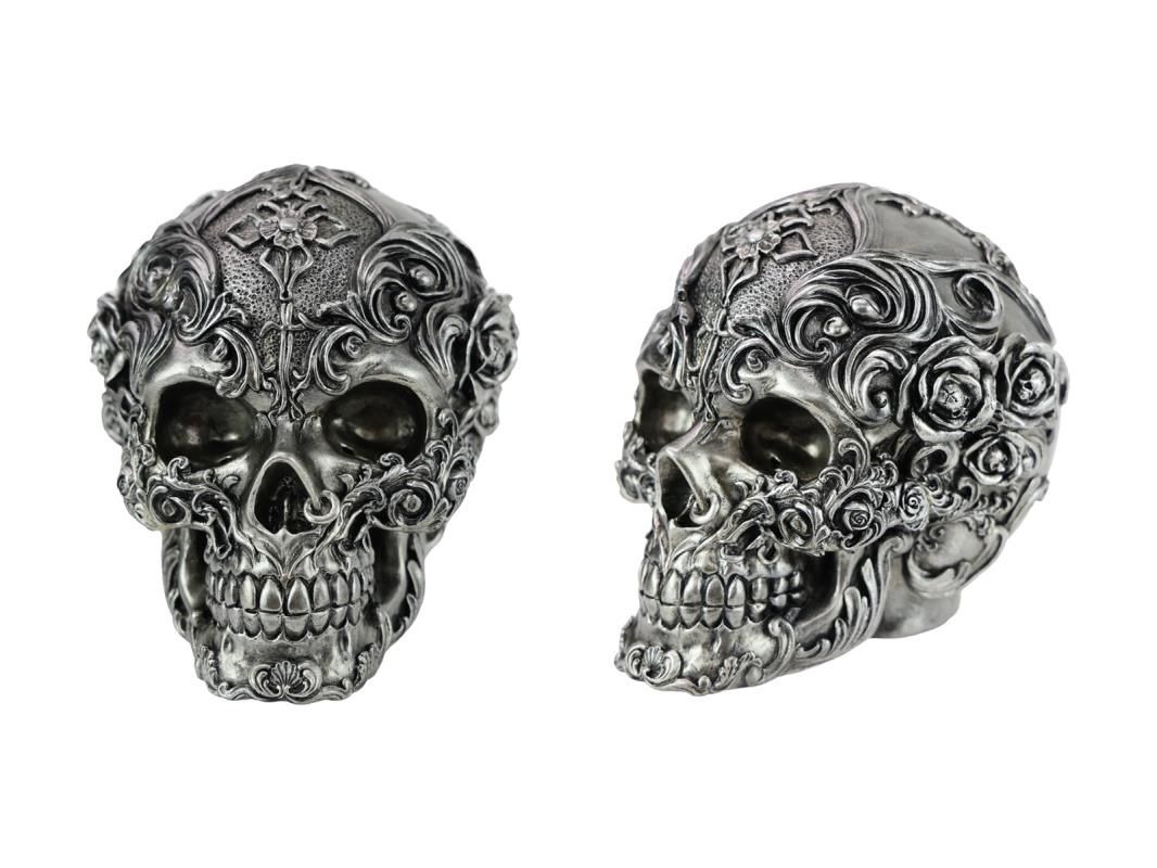 20cm Antique Silver Designer Skull
