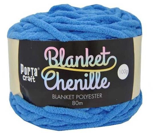 Chenille Blanket Yarn 100g 80m Solid 29 BrightBlue