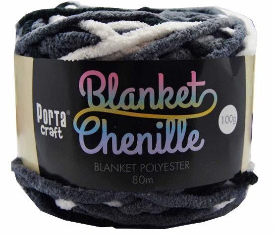 Chenille Blanket Yarn 100g 80m Multi Silver Camo